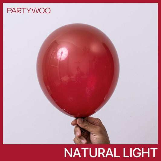 PartyWoo Burgundy Balloons 140 pcs Different Sizes Pack of 18 12 10 5 Inch Dark Red Maroon Fall Balloon Arch Kit Garland for Graduation Thanksgiving Valentine's Day Birthday Party Decorations Red-Y62
