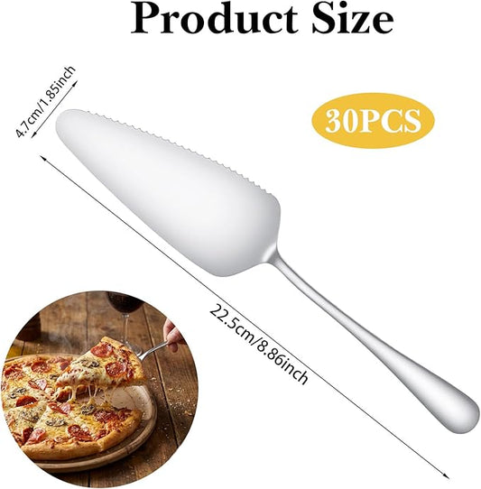 30 Pcs Pie Servers, Stainless Steel Pizza Server Spatula,Cake Pastry Cutter, Professional Pie Server Utensil for Pizza Dessert Cheese Cutting, 9 Inches, Silver