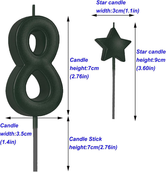 8 Birthday Candles Height 2.75in, Glitter Cake Toppers - Happy Birthday Number 8 for Adults/Kids Party
