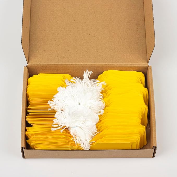500pcs Paper Gift Tags with String Attached, Blank Price Tags, Idear for Product Jewelry Clothing Arts & Crafts DIY Gift Decorations(2.75"x1.57", Yellow)