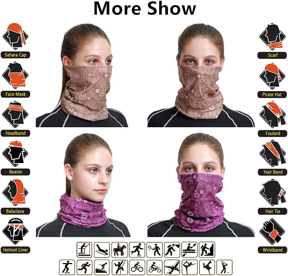 Headband Neck Gaiter Head Wrap Headwear Face Mask Magic Scarf Bandana for Men and Women
