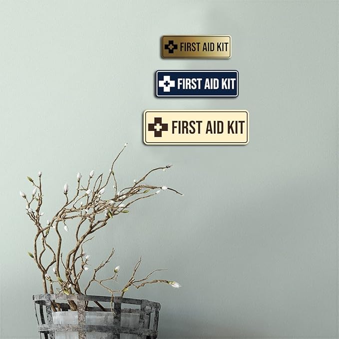 Standard First Aid Kit Sign (Ivory/Dark Brown) - Small