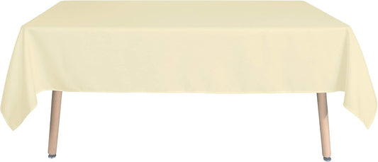 sancua Rectangle Tablecloth - 90 x 132 Inch - Water Resistant Spill Proof Washable Polyester Table Cloth, Decorative Fabric Table Cover for Dining Tables, Buffet Parties and Camping, Beige