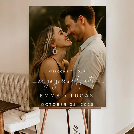 Personalized Engagement Welcome Sign, Engagement Party Sign, Engaged Decor for Couple - She Said Yes!, Decorations, Engaged Welcome, Custom Poster, Canvas, Wooden 2 Layer /3