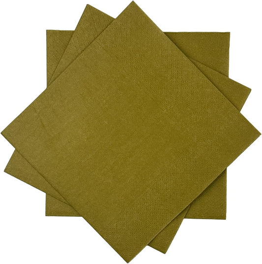 Olive Green Cocktail Napkins 5 * 5inch disposable Beverage Napkin paper for Cocktail, Wedding, Dinner,Birthday Party Dessert Wine Paper Napkins( 120 Count)