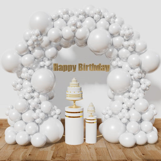 KAWKALSH White Balloon Arch Kit 111Pcs 18 12 5 Inch Latex Party Balloons Garland for Birthday Baby Shower Wedding Engagement Anniversary Christmas Party Decorations