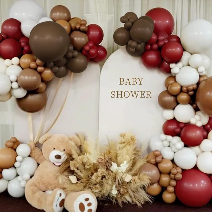 Burgundy Brown White Balloon Garland Arch Kit, 167Pcs Latex Balloons Different Sizes 15 12 10 5 inch for Graduation Birthday Wedding Baby Shower Party Decorations