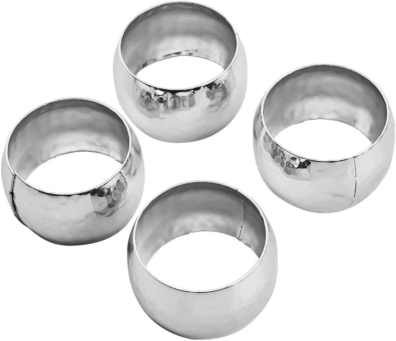 Efavormart Shiny Silver Plated Hammered Curved Napkin Rings - 4/pk