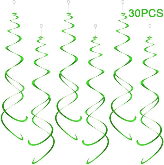 Party Swirl Decorations, Hanging Swirl for Ceiling Decorations, Green, Pack of 30