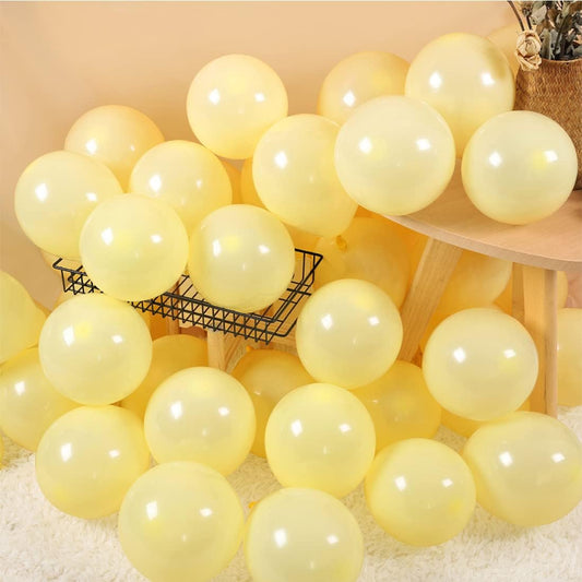 BEISHIDA 100Pcs 5 Inch Pastel Yellow Balloons Mini Thicken Light Macaron Yellow Latex Balloon for Birthday Wedding Bridal Shower Party Decorations Supplies