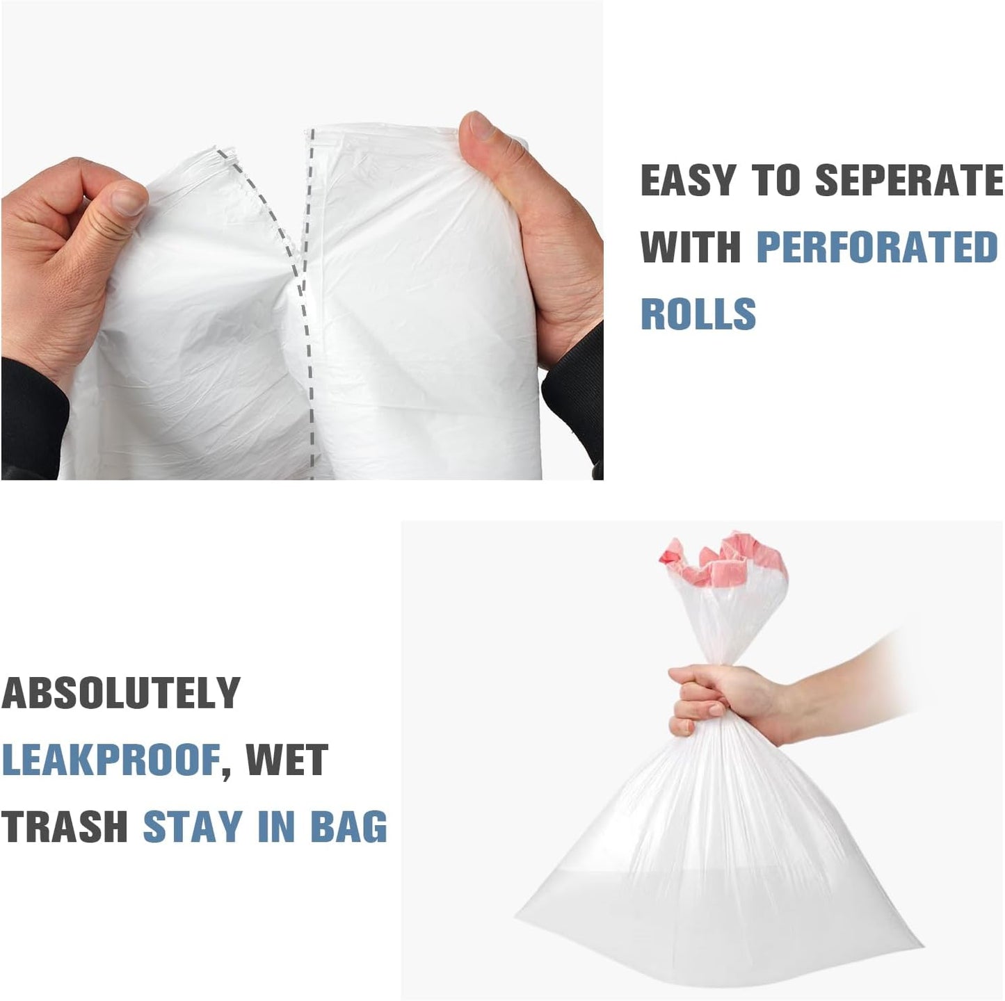 15-18 Gallon Drawstring Trash Bags - (102 Count) Ultra Large Trash Can Liners, Heavy Duty Strong White Plastic Garbage Bags for Home Kitchen Office Lawn Commercial