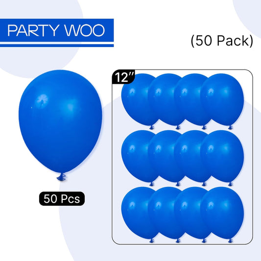 PartyWoo Dusty Blue Balloons 50 pcs 12 Inch Matte Dark Boho Blue Balloons for Graduation Baby Shower Gender Reveal Under the Sea New Born Birthday Party Decorations Blue-Y5-1