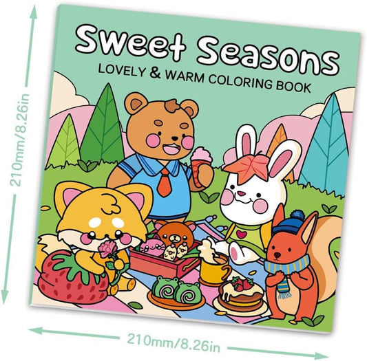Adorable Coloring Book for Kids Ages 4–8: 40 Unique Single-Sided Pages to Prevent Bleed-Through | Thick Paper for Markers & Crayons | Screen-Free Learning Fun & Family Creative Gift (Sweet Seasons)