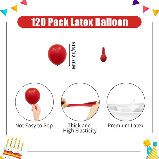 Red Balloons - 5 inch 120pcs Latex - Round Matte Red Birthday Balloon, Helium Balloon for Birthday Party, Halloween,Graduation, Wedding, Anniversary, Baby Shower Decorations