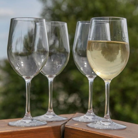 Lily's Home Unbreakable Chardonnay Wine Glasses, Made of Shatterproof Plastic and Ideal for Indoor and Outdoor Use, Reusable 12oz. Set of 4