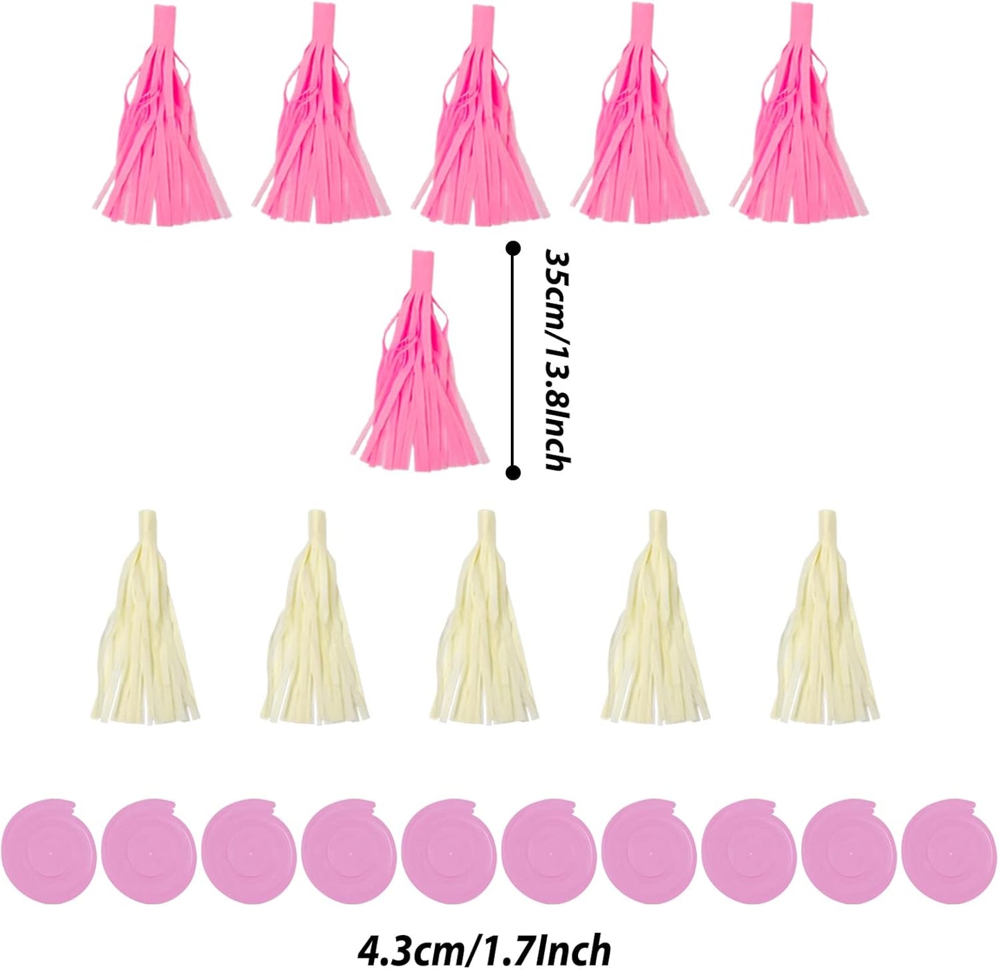 ZERODECO Party Decorations, 41 Pcs Pink Papar Fans Pompoms Garlands String Tissue Paper Tassel for Fiesta Home Bridal Baby Shower Wedding Boy Girl Birthday Party