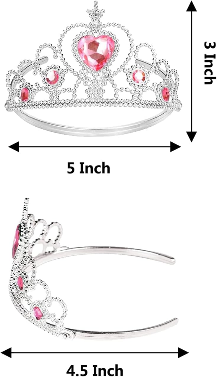 S & E TEACHER'S EDITION 60 Pcs Princess Pretend Play Dress Up Set 12 Crowns 12 Wands 24 Rings 12 Nacklaces Princess Jewelry Toys for girls Costume Party Accessories