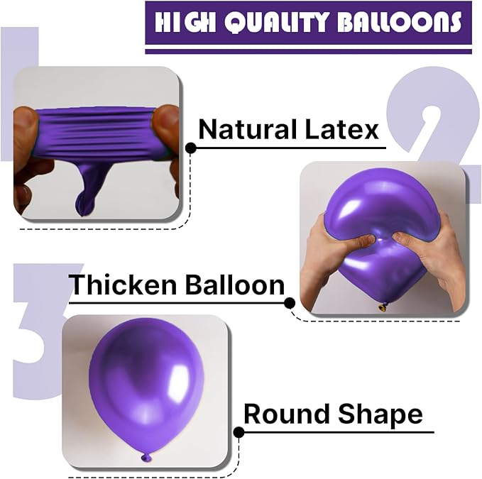 PartyWoo Metallic Purple Balloons 85 pcs Different Sizes of 18 12 10 5 Inch Chrome Purple Latex Helium Balloon Arch Kit Garland for Mardi Gras Wedding Birthday Party Decorations Purple-G105