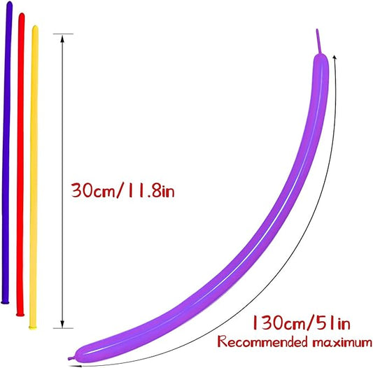 Purple 260 long Balloons 100 Pack Purple Modeling Long Magic Balloons Thickening Latex Twisting DIY Animal Balloon for Birthday Wedding Christmas Festival Party Decoration