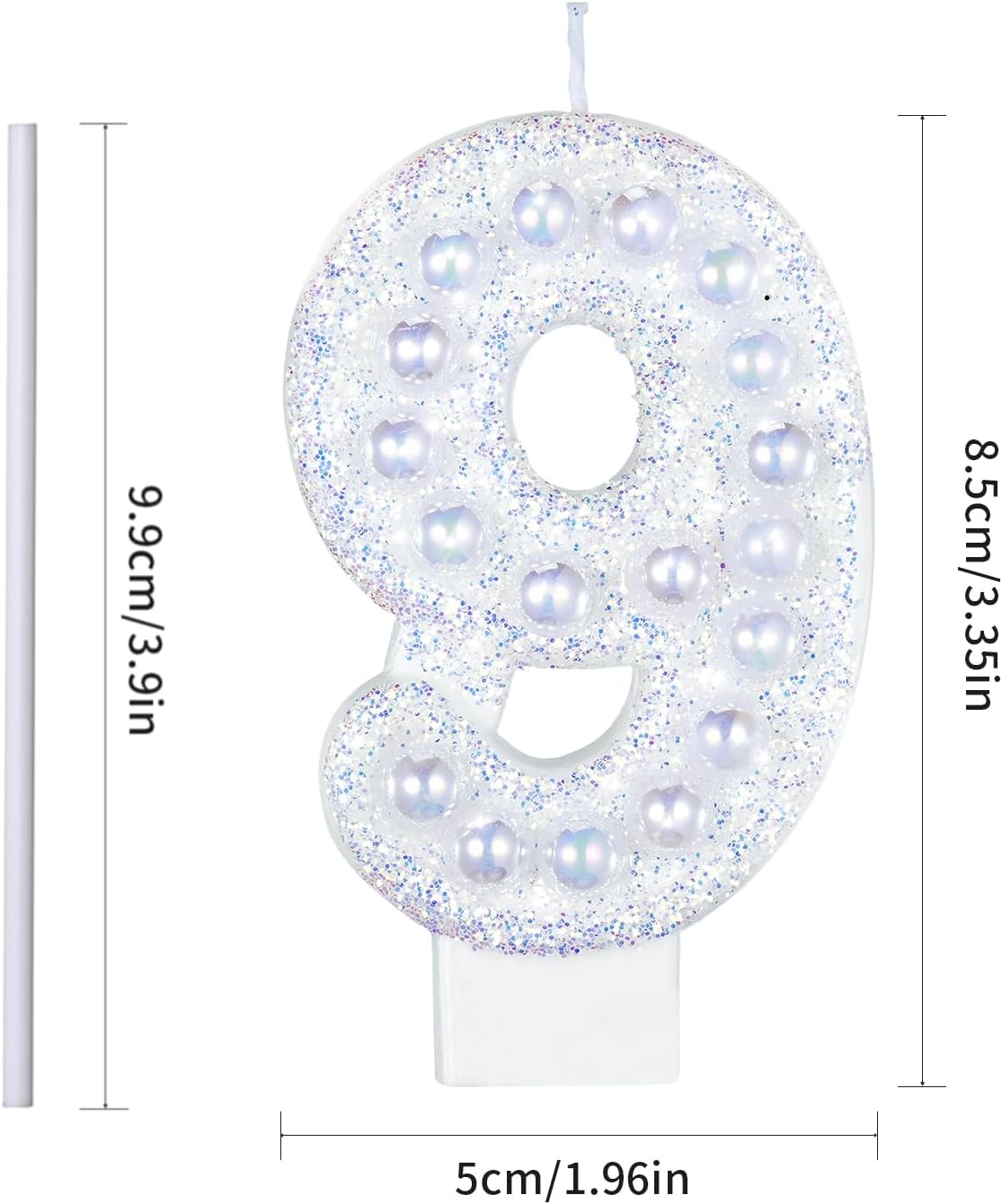 Birthday Candles, Number 7 Birthday Candle for Cake, Birthday Candles Sparklers with Holographic Colored Pearls, 3.35" Large Pearl Candles for Seven Sweet Birthday Party Decoration Supplies