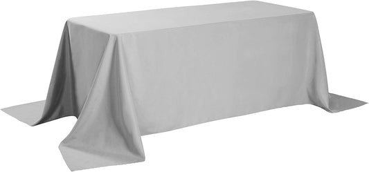Rectangle Tablecloth 90x156 inch Washable Polyester Fabric Table Cloth for Wedding Party Dining Banquet Decoration(90x156, Silver)