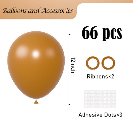 Tan Balloons, 66pack 12inch Light Brown Latex Party Balloons for Wedding, Birthday, Graduation, Bridal Shower, Baby Shower, Gender Reveal, Anniversary, Bachelorette Party Decorations