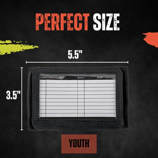 DD QB Playbook Wristband Youth and Adult Size - Black Football Quarterback Play Wristbands for Adult and Youth - Wrist Coach for All Sports with 3 Compartments