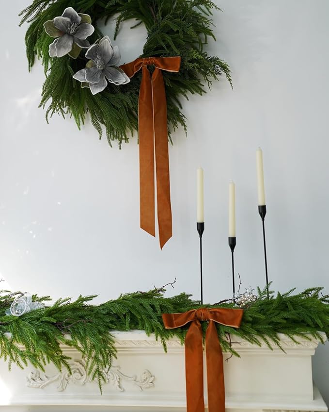 Norfolk Pine Garland,2Pcs 6ft Real Touch Norfolk Pine Garland Realistic Artificial Greenery Christmas Garland for Table, Mantle, Wall, Indoor, Outdoor Christmdas Decorations