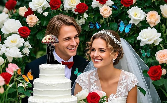 Acrylic Wedding Cake Topper Bride and Groom with Umbrella - Elegant Mr & Mrs Cake Decoration for Wedding Anniversary, Engagement, Just Married Party (2D)