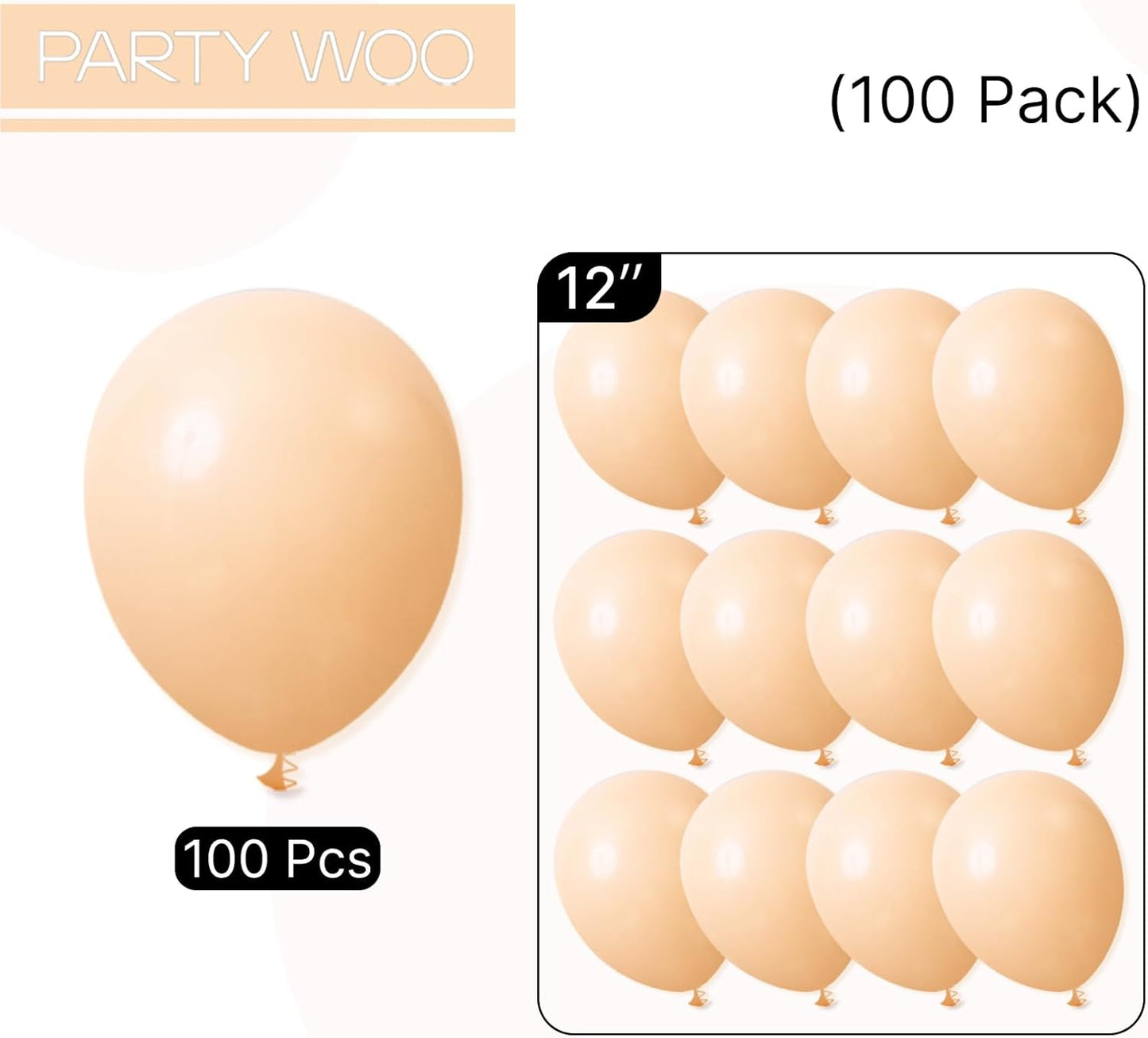 PartyWoo Nude Balloons 100pcs 12 Inch Apricot Boho Fall Neutral Latex Helium Balloons for Graduation Wedding Anniversary Birthday Boy Baby Shower Woodland Boho Theme Party Decorations Brown-F05