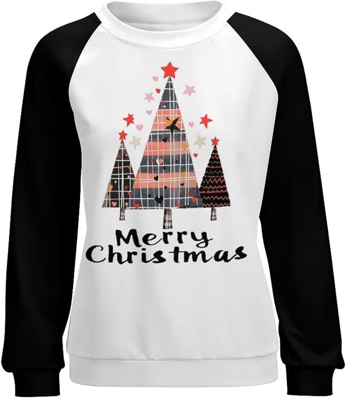LOAIHA Christmas Sweatshirts for Women Christmas Tree Graphic Shirt Xmas Long Sleeve Merry Christmas Pullover Blouse