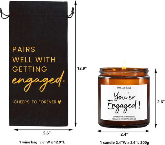 Engagement Gifts for Couples Her Engagement Party Decorations Gift for Couple Wine Bag Scented Candles Set Pairs Well with Getting Engaged Gifts To Forever Black Wine Bottle Bag