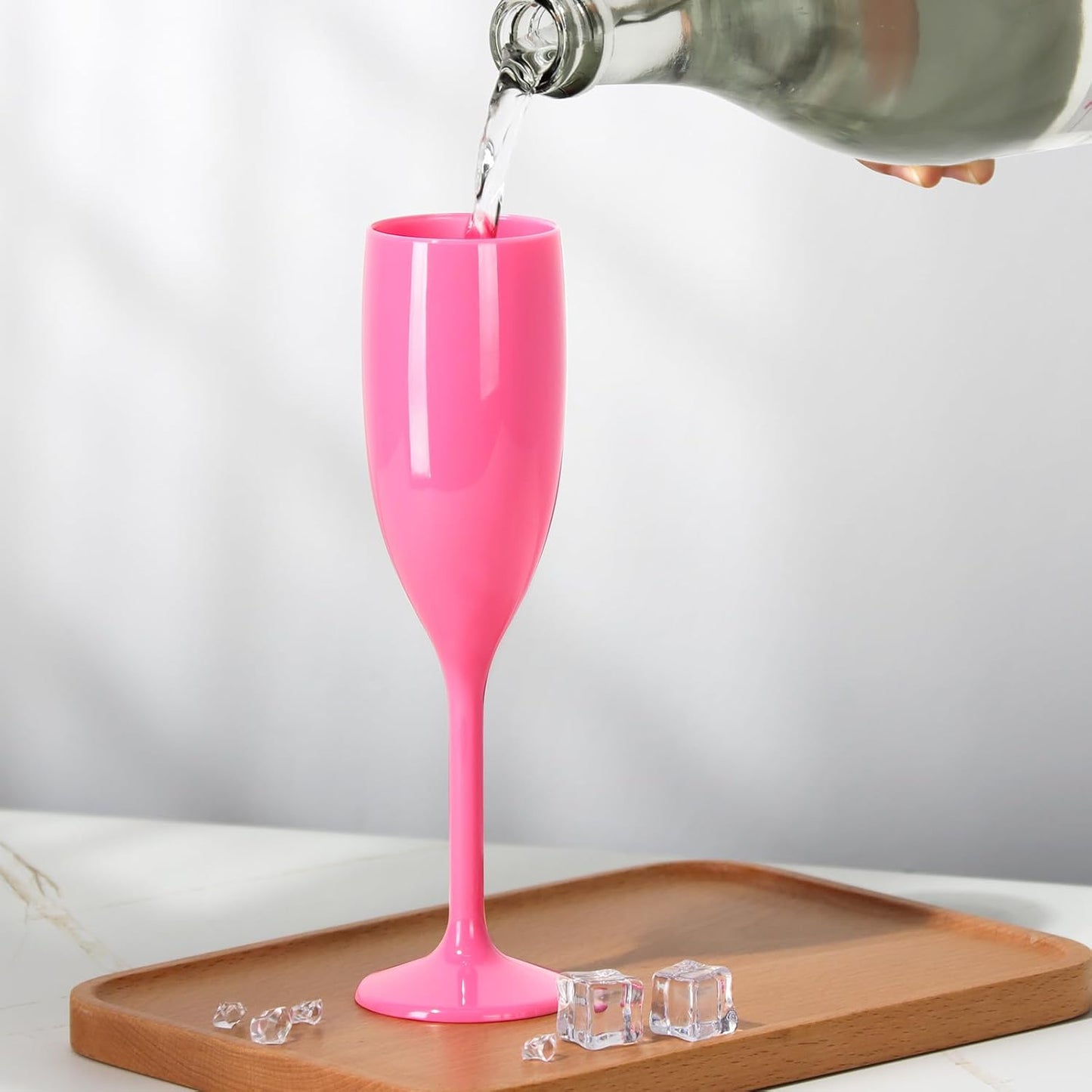 XUWAIDSGN Champagne Flute Acrylic Champagne Glasses Wedding Toasting Champagne Flute Goblet Plastic Reusable Unbreakable Champagne Cups for Bachelorette Wedding Bridal Shower Party (Pink, 24)