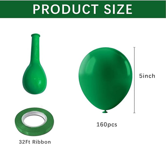 160pcs Green Balloons 5 Inch Green Latex Ballons Small Party Balloons Decorations for Birthday Graduation Christmas St. Patrick's Day Jungle Theme Party Baby Shower Wedding