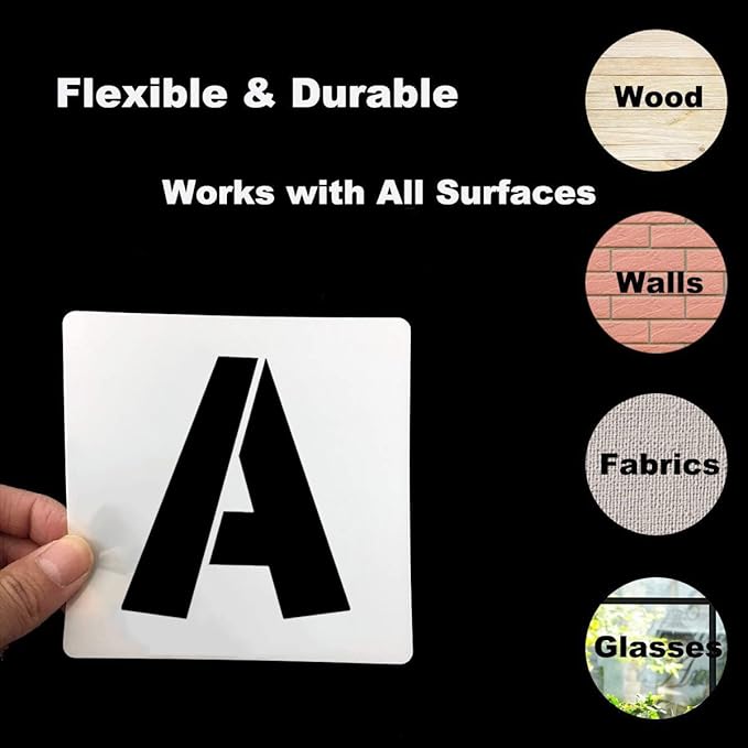 REOLAN 8 Inch Letter Stencils for Painting - 42 Pack Alphabet Letter and Number Stencil Templates with Signs for Painting, Reusable Letters Numbers Stencils for Chalkboard Wood Crafts & Wall Decor