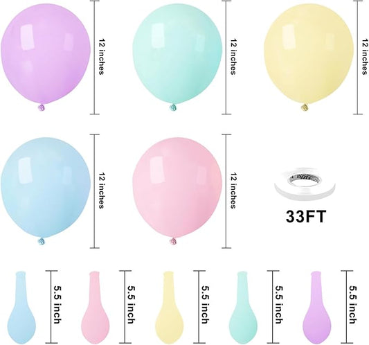 KBZVNAF Pastel Balloons Latex Party Balloons - 50 Pack 12 inch Helium Multicolor Macaron Balloons for Baby Shower Birthday Wedding Rainbow Party Decorations