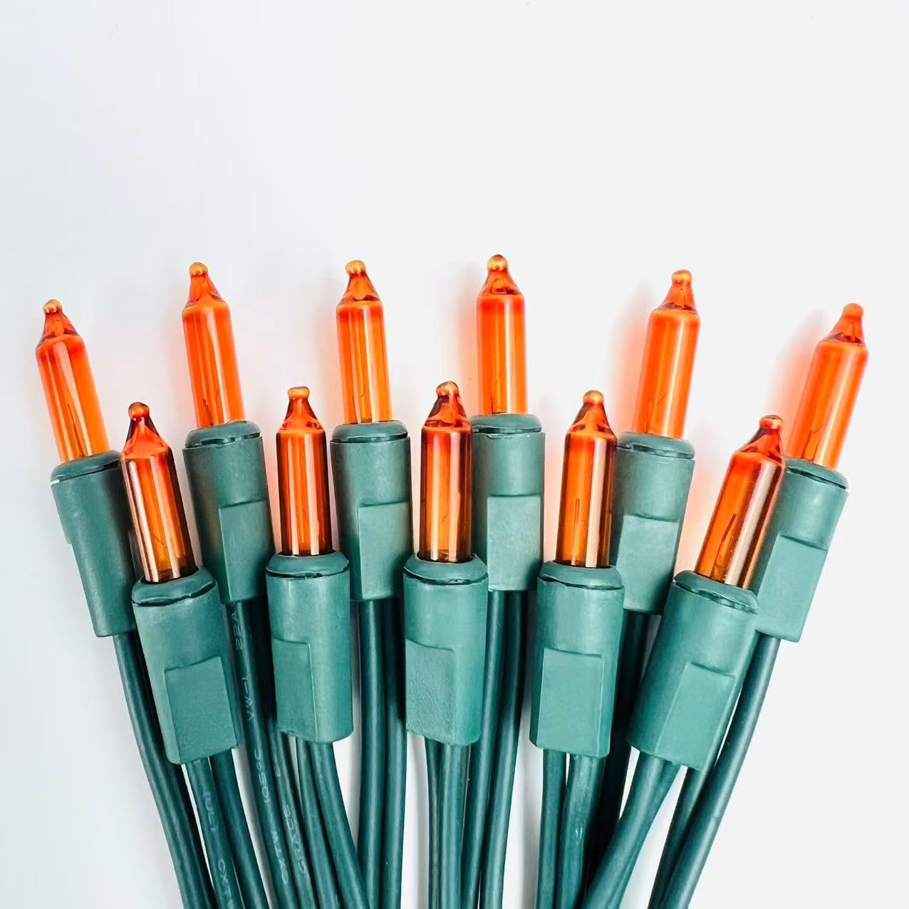Christmas Lights 100 Counts,Orange Bulb with Green Wire Indoor Outdoor,Connectable of Lighting String,Decorations for Holiday, Party,Festival,Christmas String Lights (Green-Orange)