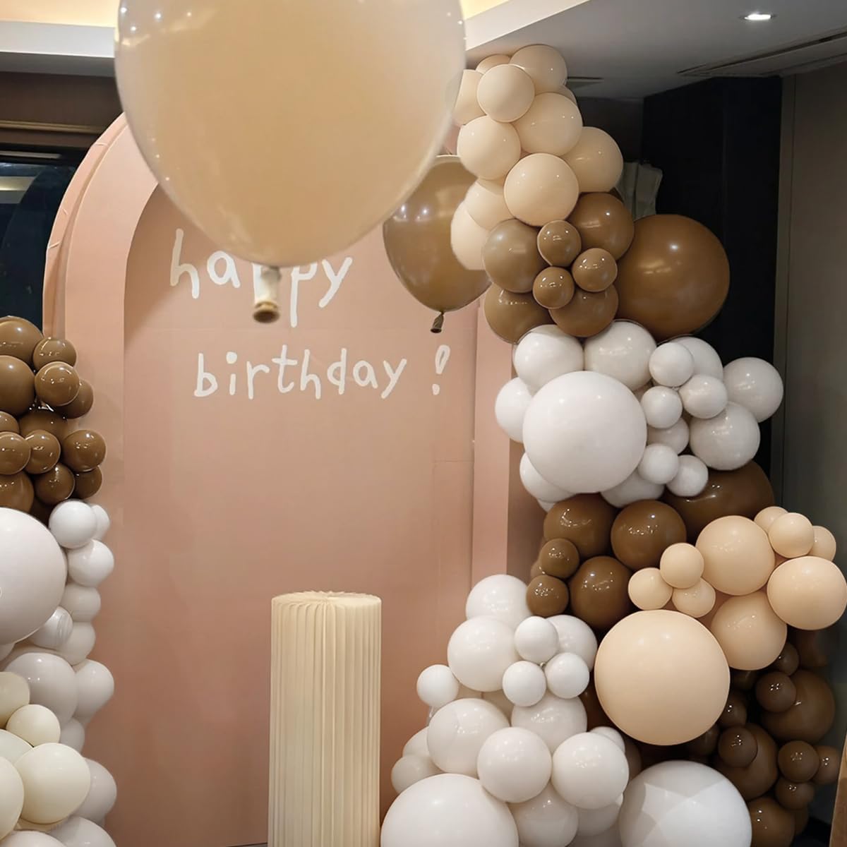 Boho Brown Balloon Garland Arch Kit, 166Pcs Coffee Brown Nude White Balloons for Neutral Bear Bridal Baby Shower Birthday Party Decorations