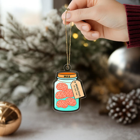 Custom Brain Jar Ornament, Personalized Medical Humor Christmas Ornament, Funny Science Gift, Holiday Keepsake, Brain Gift Acrylic Ornament – Personalized Christmas Tree