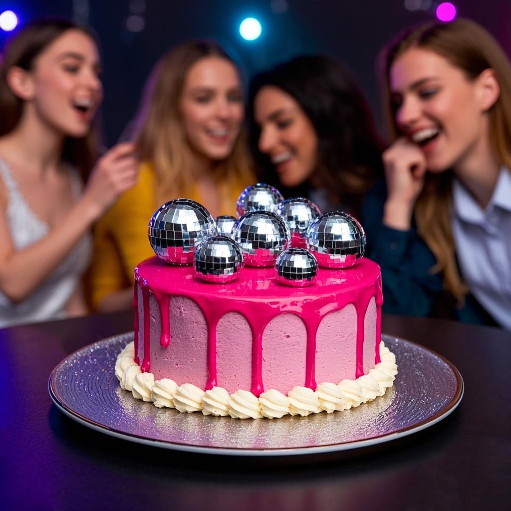 23 Pcs Disco Ball Cake Toppers, Happy Birthday Cupcake Picks 1970s Disco Theme Decorations for Birthday Party Favor