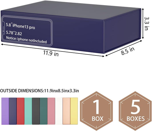 Blue Gift Boxes 11.9" x 8.5" x 3.3" with Magnetic Closure Lid Gift Box for Presents,Bridesmaid Gifts Boxe,Cute Boxes,Birthday Gift Box,Luxury for Gift Packaging, Magnetic Gift Boxe for Wrapping Gifts