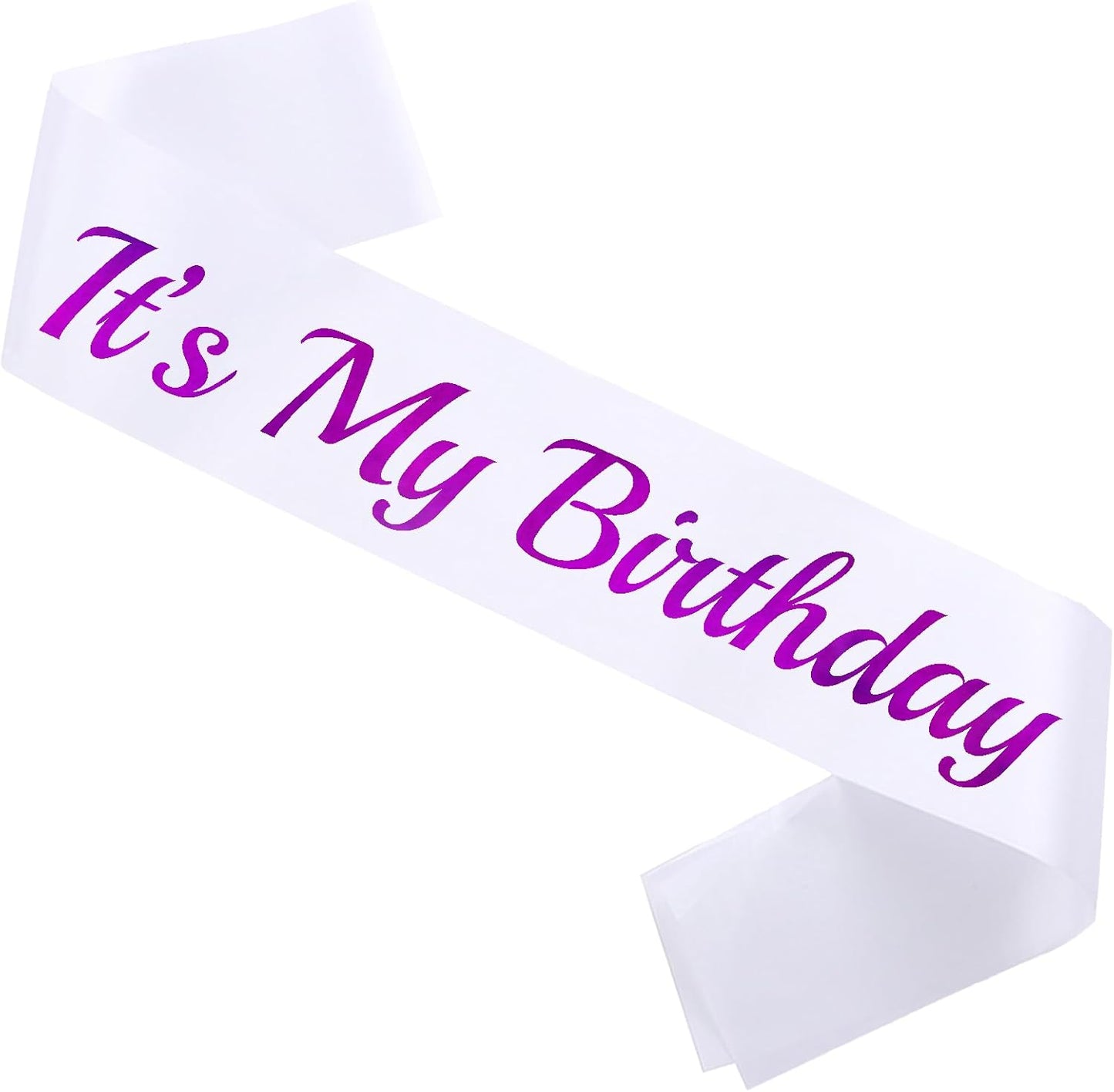 It's My Birthday Sash White, Purple Foil Birthday Sash for Women or Girl 16th 18th 21st 30th Bday Sash Gift Ideas Funny Birthday Party Decorations
