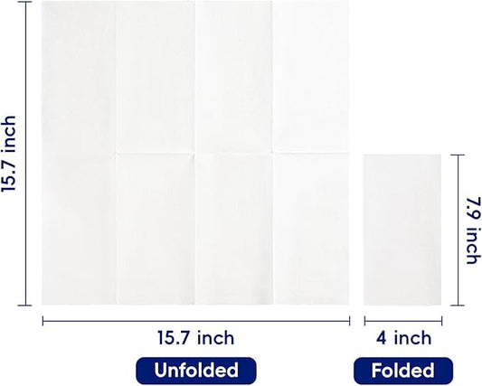 JOLLY CHEF 200 Pack Disposable Paper Napkins, Soft Bathroom Napkins for Guests, 2-Ply White Paper Hand Towels for Halloween, Wedding, Thanksgiving