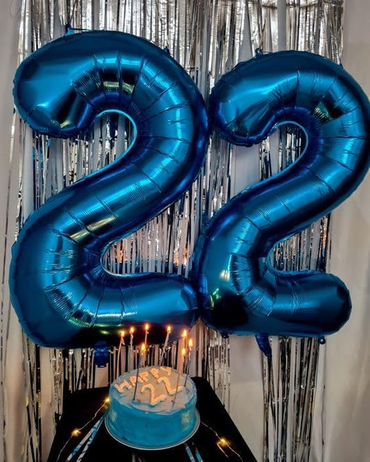 Metallic Blue Number 4 Balloon 40 Inch, 4th Birthday Party Decorations for Children, Giant 4 Foil Balloon for Party Supplies