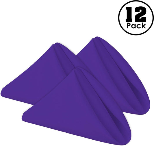 Gee Di Moda Cloth Napkins - 17 x 17 Inch Purple Dinner Napkins - Set of 12 Soft & Absorbent Washable Fabric Cloth Table Napkins with Hemmed Edges for Hotel Restaurant, Holiday Parties & Wedding