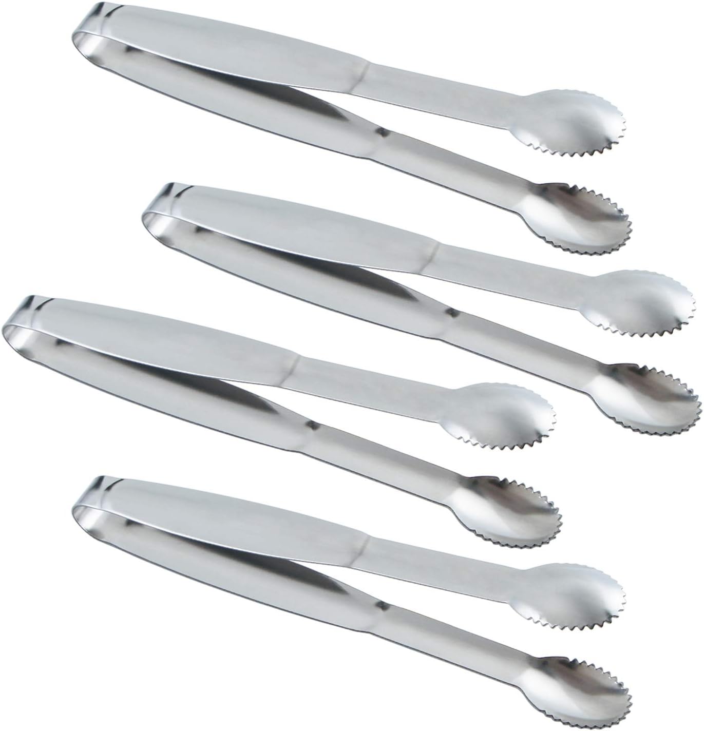 MSY BIGSUNNY 6" Premium Stainless Steel Sugar Cube Tongs Ice Tongs, Mini Serving Tongs Appetizers Tongs - Set of 4 (Silver)
