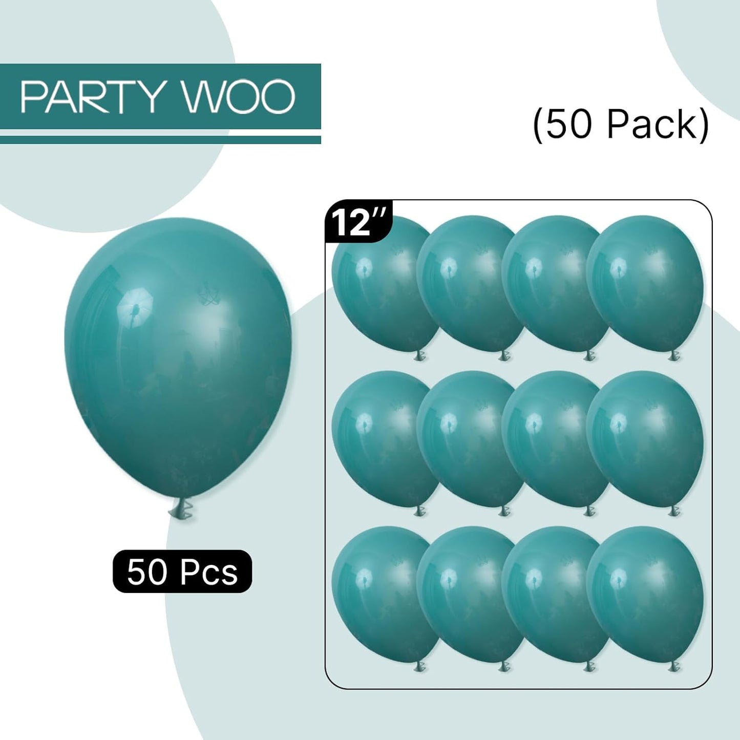 PartyWoo Slate Blue Balloons 50 pcs 12 Inch Dusty Blue Green Balloons for Graduation Baby Shower Wedding Birthday Under the Sea Gender Reveal Boho Party Decorations Blue-F22