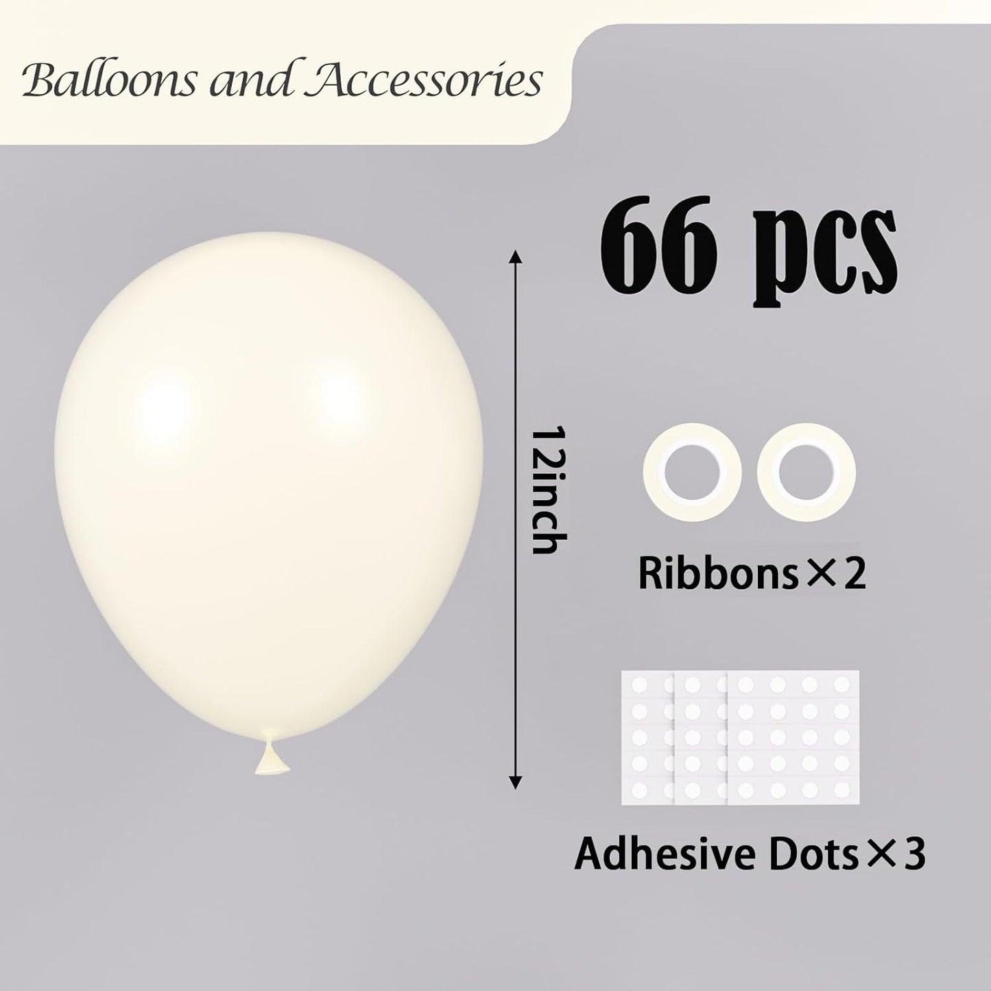 Ivory White Balloons, 66pack 12inch Latex Party Balloons for Wedding, Birthday, Graduation, Bridal Shower, Baby Shower, Gender Reveal, Anniversary, Bachelorette Party Decorations