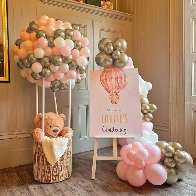 Pink White Silver Balloons Arch Kit, 162pcs Winter Wonderland Garland with Pastel Pink White Metallic Silver and Confetti Balloons for Wedding Princess Snowflake Theme Birthday Party Decorations