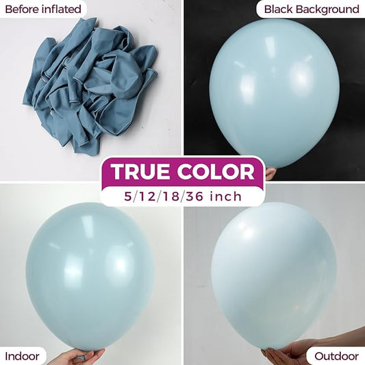 Bezente Dusty Blue Giant Balloons 36 Inch - 8 Pack Jumbo Haze Blue Balloons Large Round Latex Balloons for Bridal Shower Wedding Birthday Party Decorations